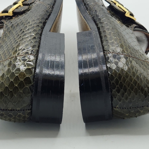 Giorgio Brutini Vintage Snakeskin Double Monk Strap Shoes Olive Green 6.5M 8.5W main image 11